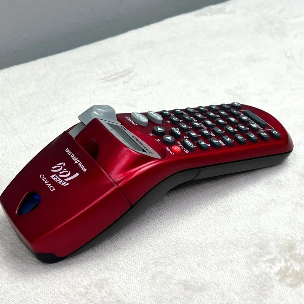 Dymo Letra Tag Label Maker Handheld Red Battery Powered w Tape